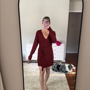 Abercrombie, burgundy dress size, small tall Wrap Dress